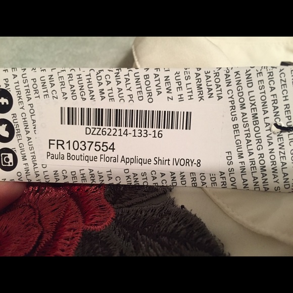 Brand new paula boutique floral applique shirt - Picture 6 of 6